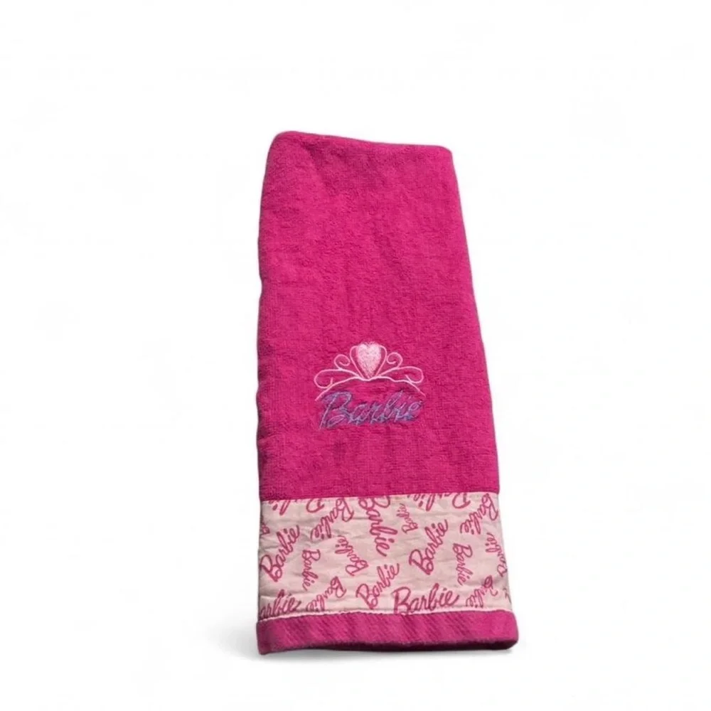 Barbie Pink Hand Towel with Embroidered Logo cute collectible